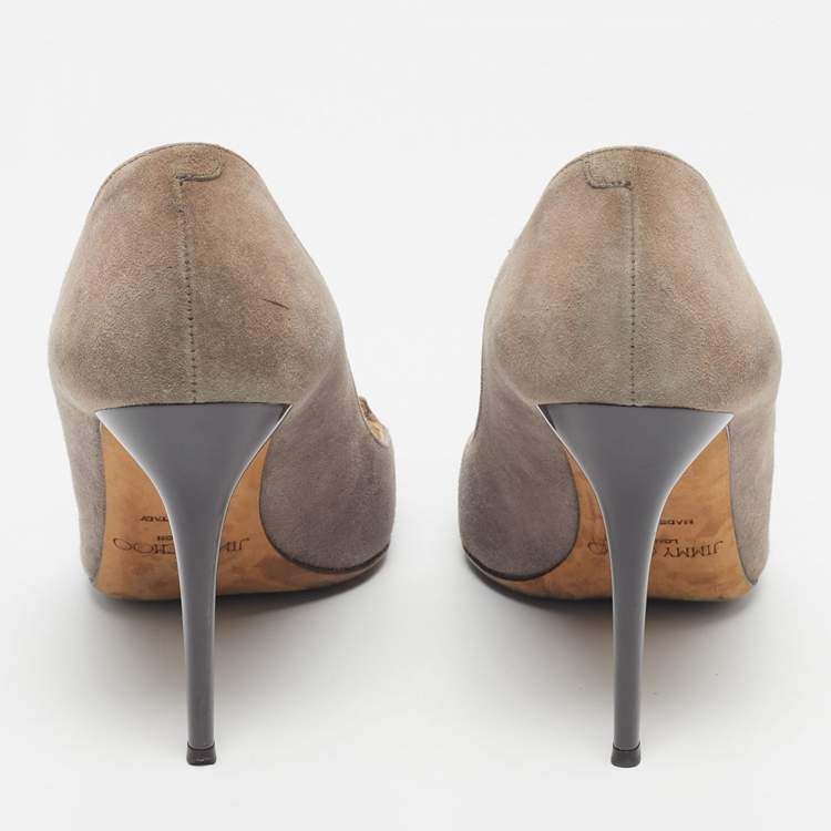 Pre Owned Jimmy Choo Beige Suede Pointed Toe Loafer Pumps Size 38