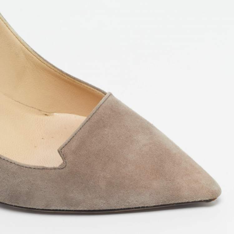 Pre Owned Jimmy Choo Beige Suede Pointed Toe Loafer Pumps Size 38