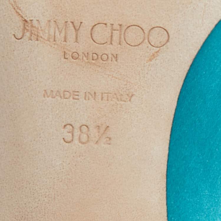 Pre Owned Jimmy Choo Tiffany Blue Satin Bing Mules Size 38.5