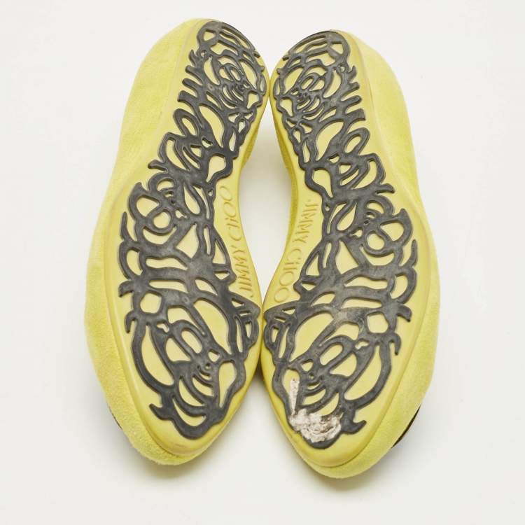 Pre Owned Jimmy Choo Neon Green Suede Wray Ballet Flats Size 41