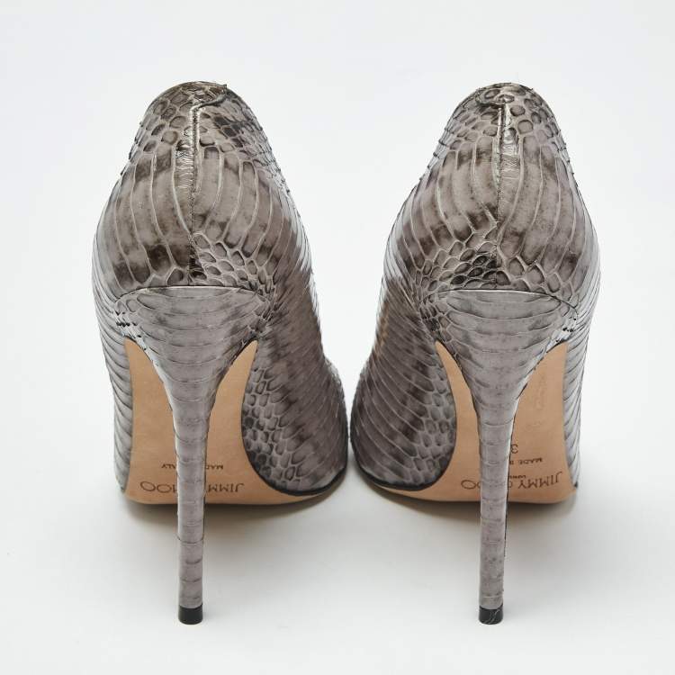 Pre Owned Jimmy Choo Grey Elaphe Leather Anouk Pumps Size 37