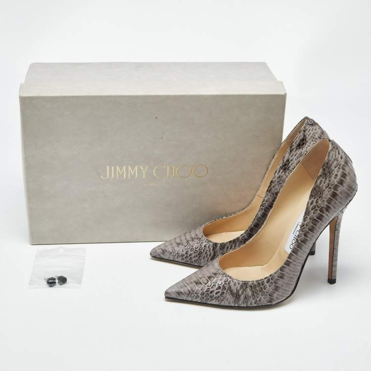 Pre Owned Jimmy Choo Grey Elaphe Leather Anouk Pumps Size 37