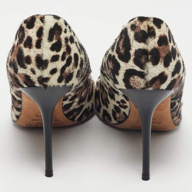 Pre Owned Jimmy Choo Brown/Cream Calf Hair Anouk Pumps Size 38.5
