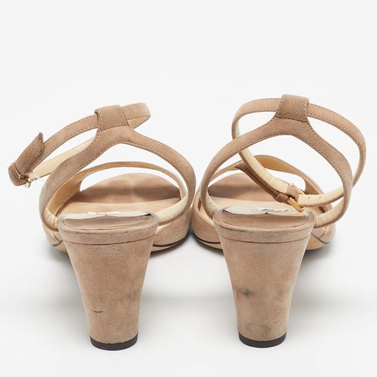 Pre Owned Jimmy Choo Pink Suede Miranda Sandals Size 39.5