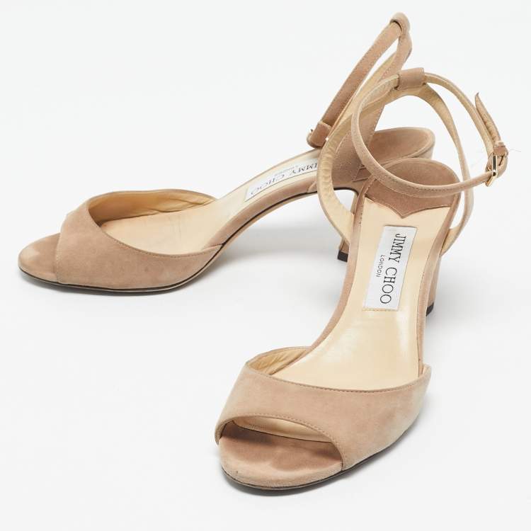 Pre Owned Jimmy Choo Pink Suede Miranda Sandals Size 39.5