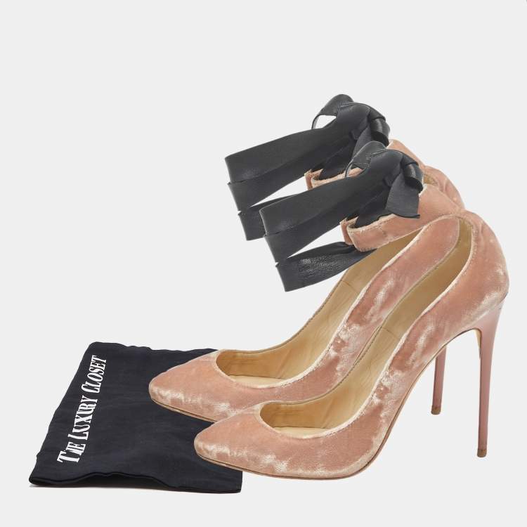 Pre Owned Jimmy Choo Beige Velvet Rosana Round Toe Pumps Size 38