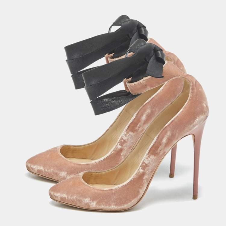 Pre Owned Jimmy Choo Beige Velvet Rosana Round Toe Pumps Size 38