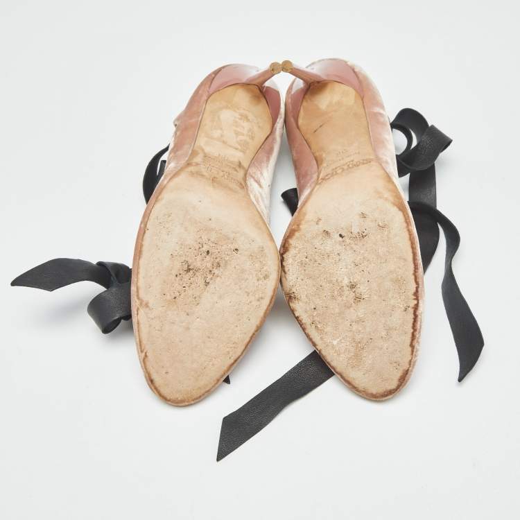 Pre Owned Jimmy Choo Beige Velvet Rosana Round Toe Pumps Size 38