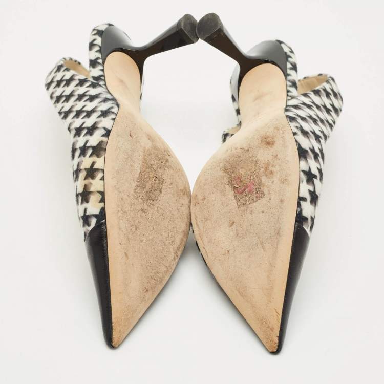 Pre Owned Jimmy Choo Multicolor Leather and Wool liya Slingback Pumps Size 41