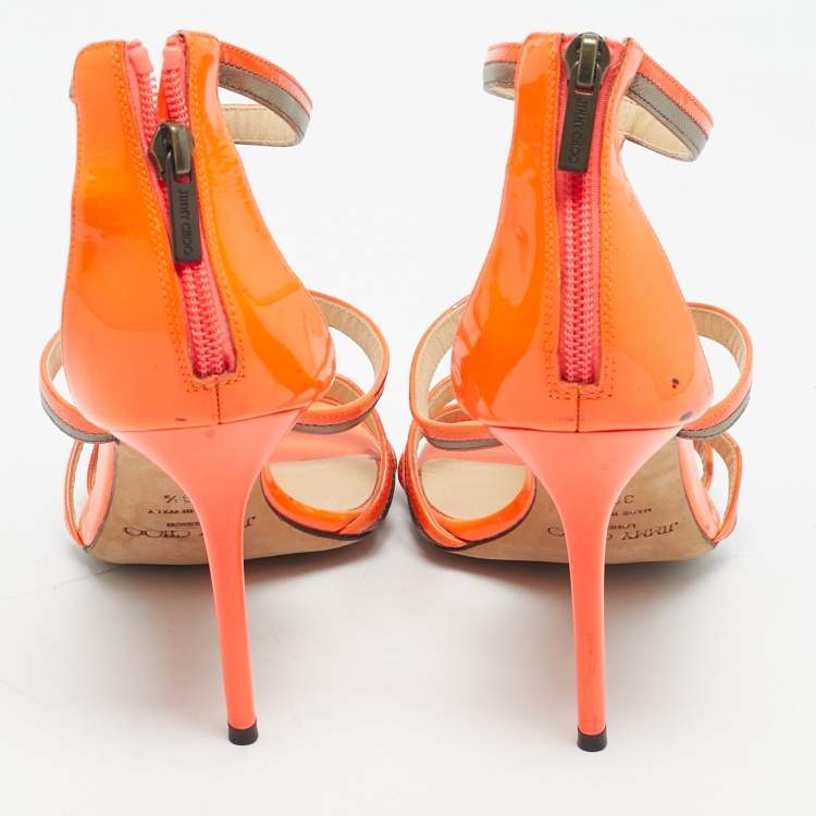 Pre Owned Jimmy Choo Neon Orange Thistle Sandals Size 39.5                      