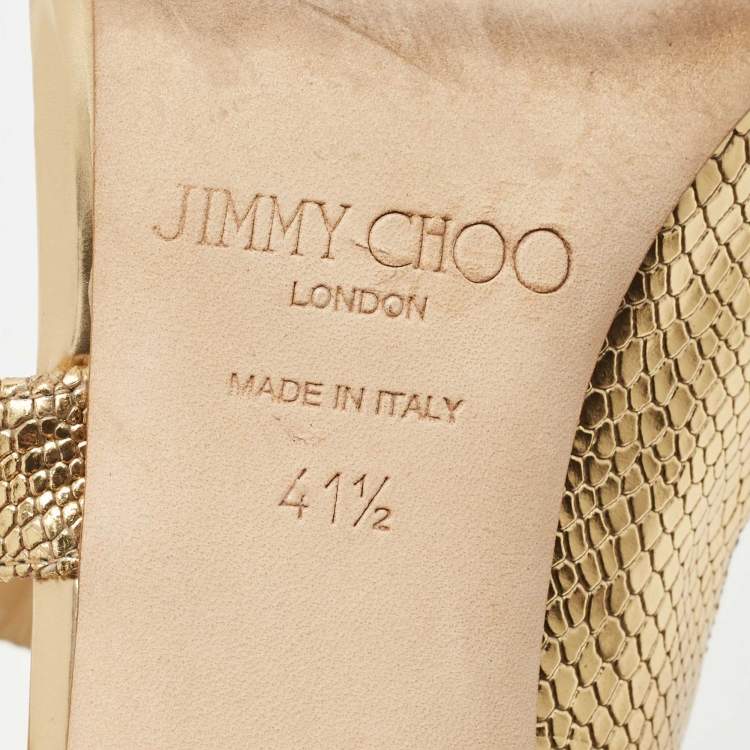 Pre Owned Jimmy Choo Gold Glitter Louise Strappy Sandals Size 41.5