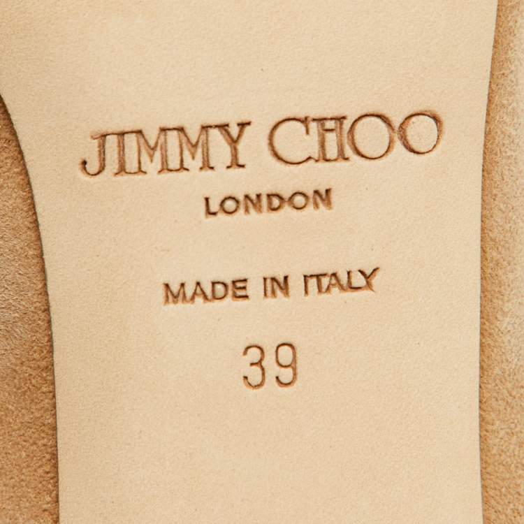 Pre Owned Jimmy Choo Beige Suede and Leather Open Toe Pumps Size 39