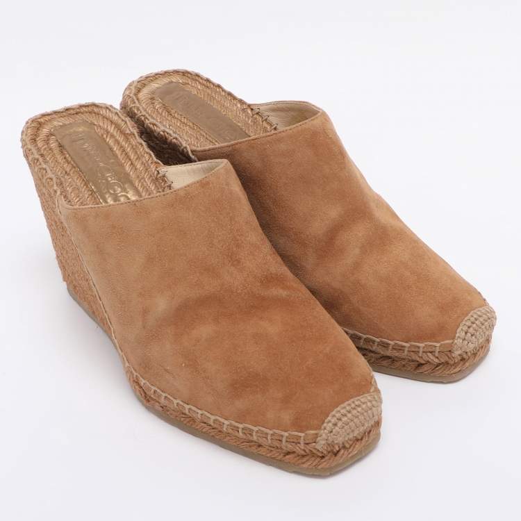 Pre Owned Jimmy Choo Brown Suede Mules Size 38
