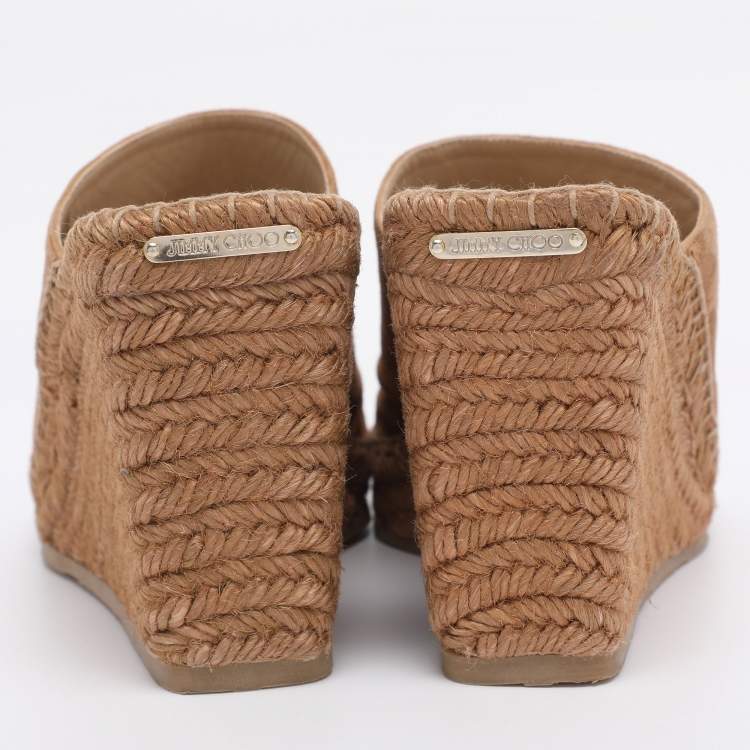 Pre Owned Jimmy Choo Brown Suede Mules Size 38