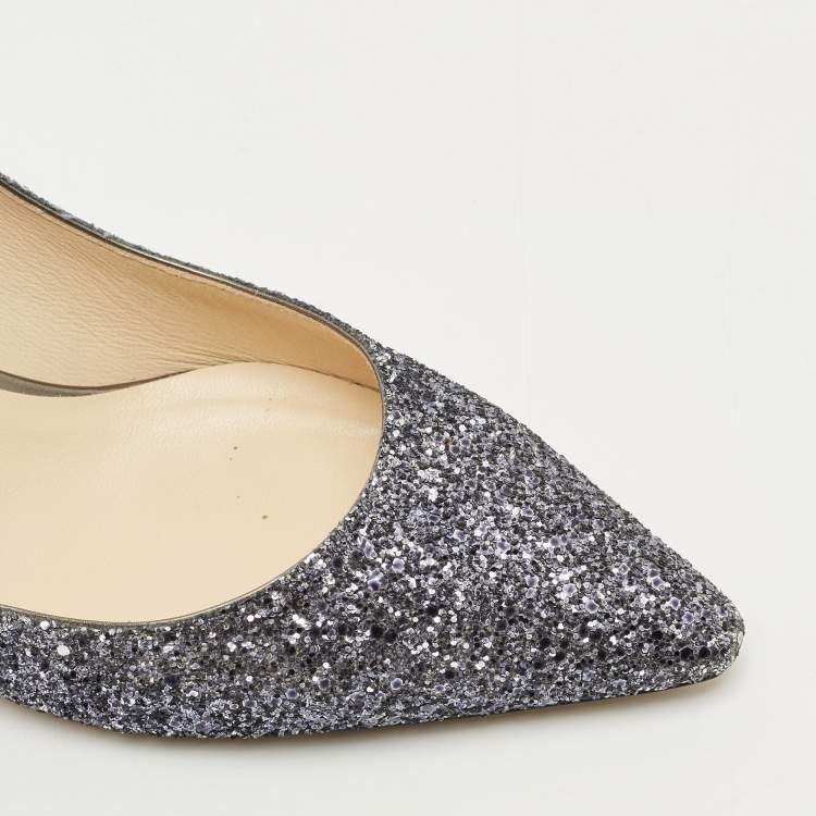 Pre Owned Jimmy Choo Navy Blue/Silver Degrade Glitter Romy Pumps Size 41