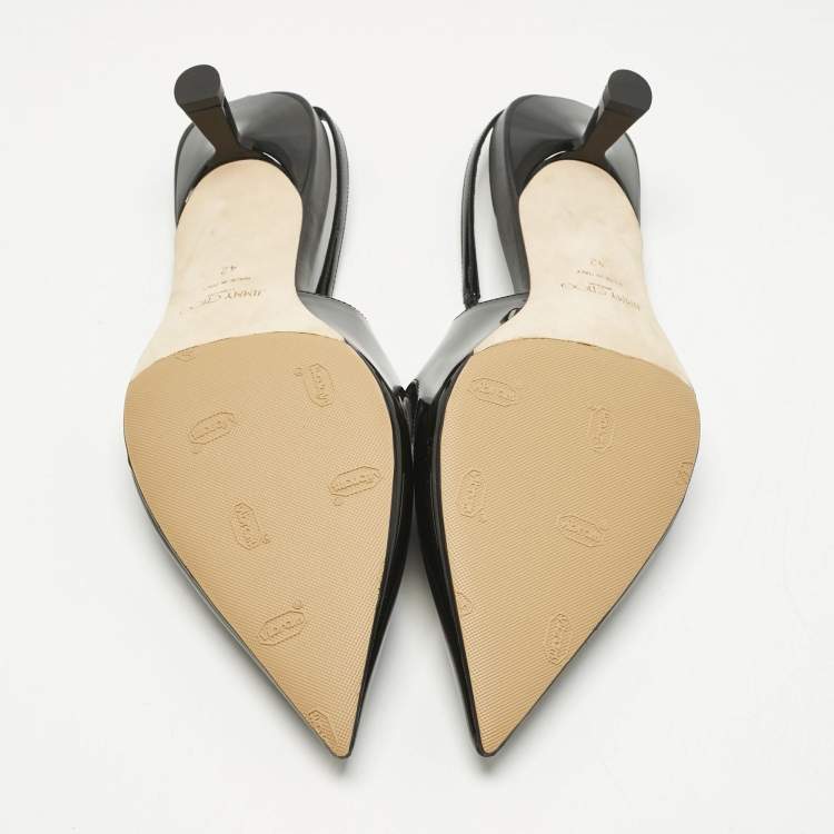 Pre Owned Jimmy Choo Black Patent Leather Didi Slingback Pumps Size 42