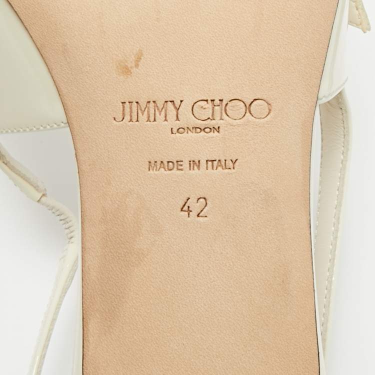 Pre Owned Jimmy Choo Cream Patent Didi Slingback Pointed Pumps Size 42