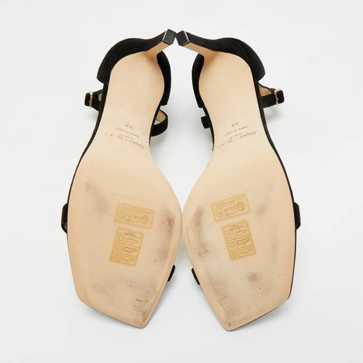 Pre Owned Jimmy Choo Black Suede Alva Sandals Size 38