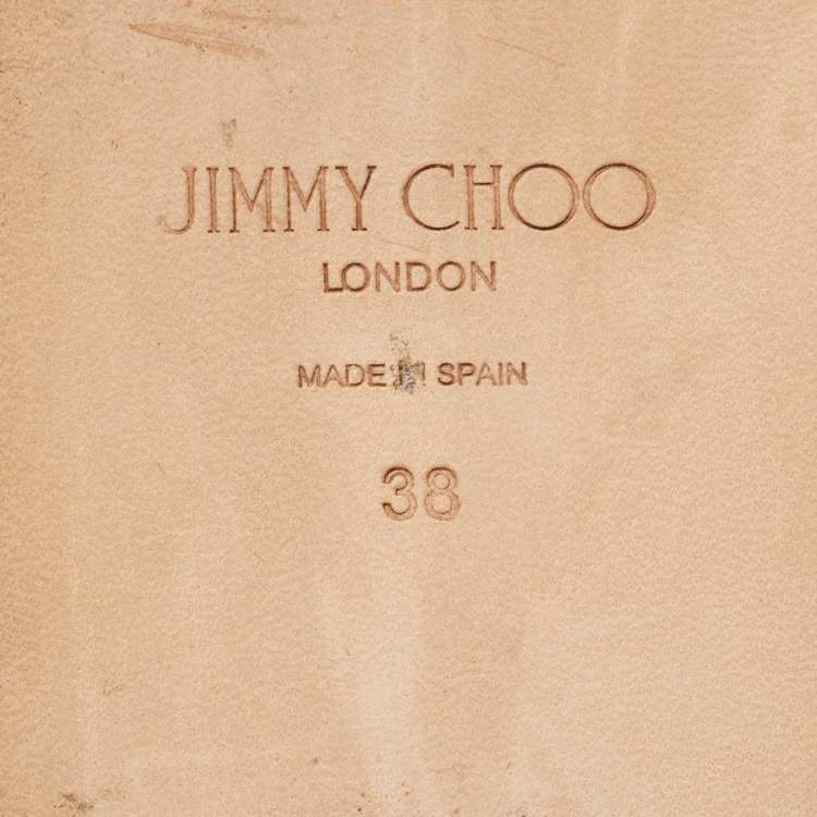 Pre Owned Jimmy Choo Beige Leather and Raffia Flat Slides Size 38