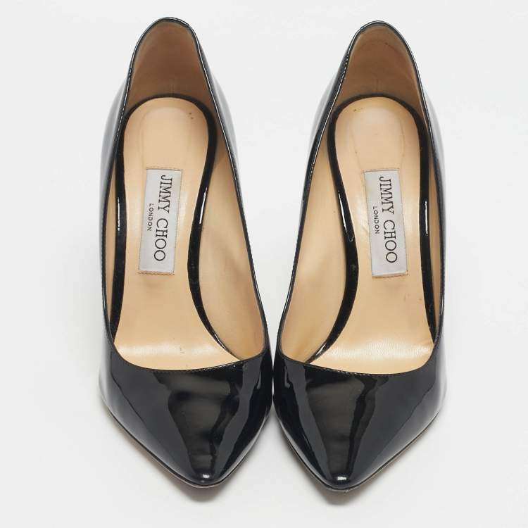 Pre Owned Jimmy Choo Black Patent Leather Romy Pumps Size 38.5