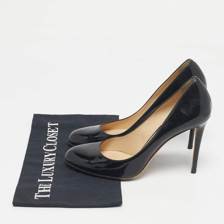Pre Owned Jimmy Choo Black Patent Leather Georgia Round Toe Pumps Size 38.5