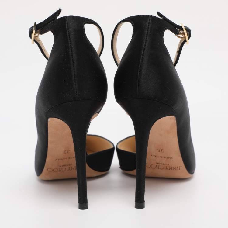 Pre Owned Jimmy Choo Black Suede Lucy Ankle Strap Pointed Toe D'orsay Pumps Size 36