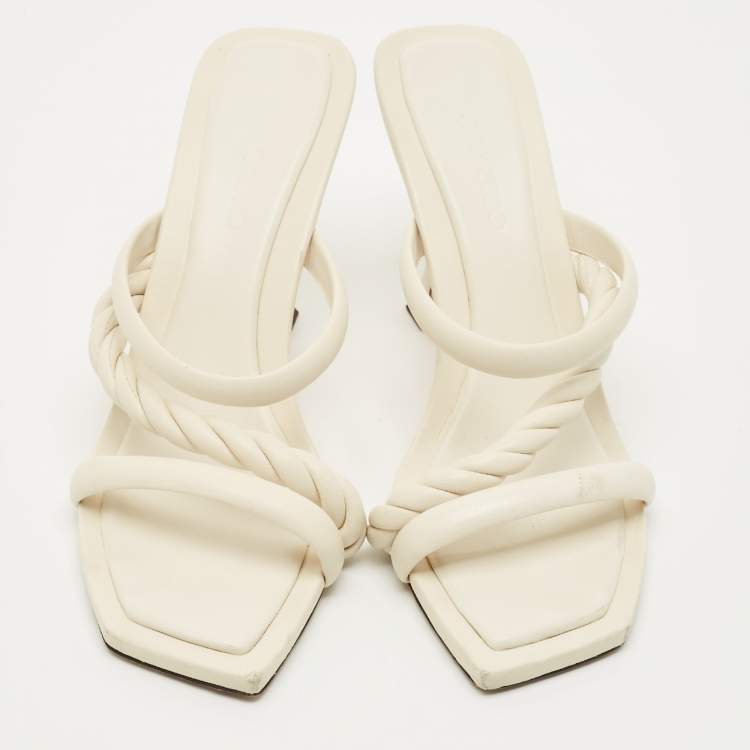 Pre Owned Jimmy Choo Cream Leather Diosa Slide Sandals Size 40