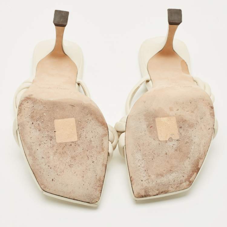 Pre Owned Jimmy Choo Cream Leather Diosa Slide Sandals Size 40