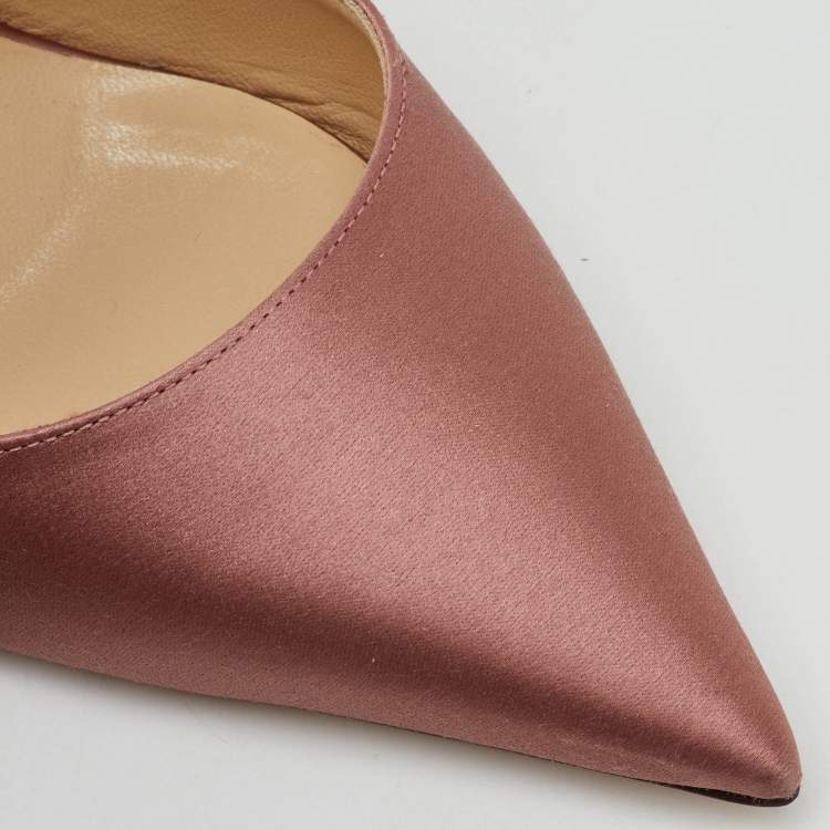Pre Owned Jimmy Choo Dusty Rose Satin Crystal Buckle Embellished Smokey Mules Size 36