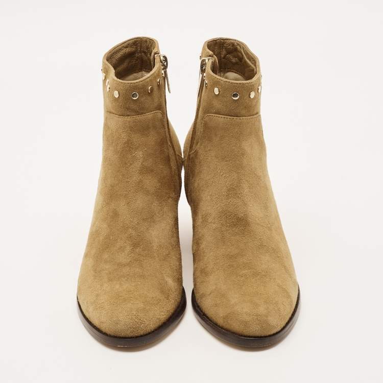 Pre Owned Jimmy Choo Tan Suede Melvin Ankle Boots Size 37