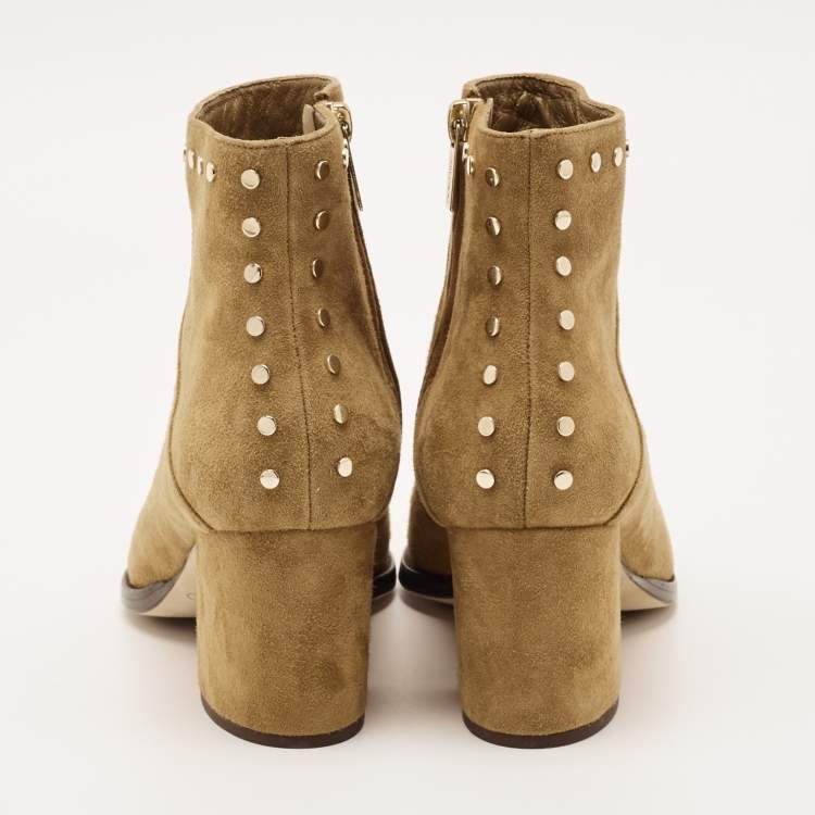 Pre Owned Jimmy Choo Tan Suede Melvin Ankle Boots Size 37