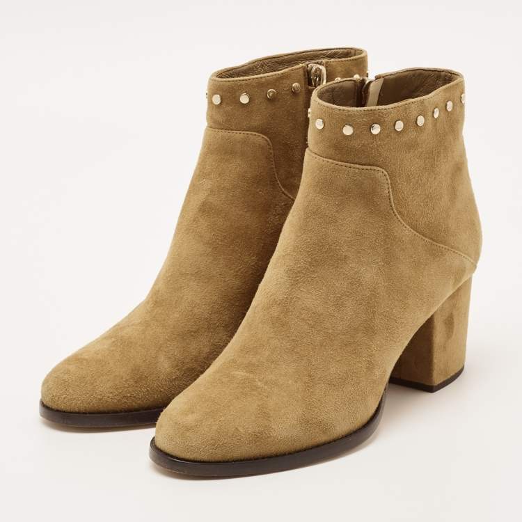 Pre Owned Jimmy Choo Tan Suede Melvin Ankle Boots Size 37