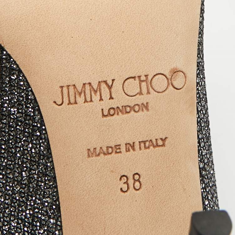 Pre Owned Jimmy Choo Silver Glitter Romy Pumps Size 38