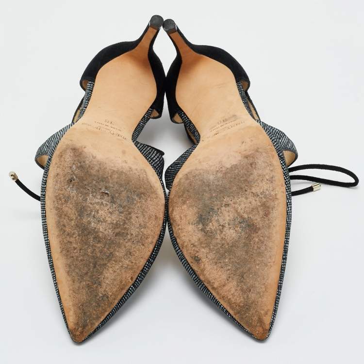 Pre Owned Jimmy Choo Black/Grey Texture Suede Vanessa Pumps Size 36