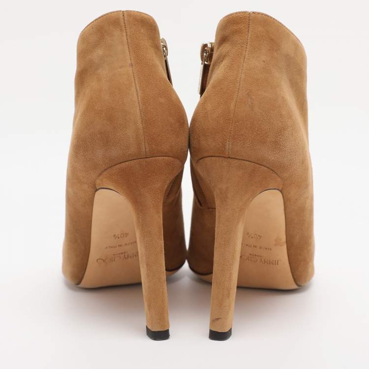 Pre Owned Jimmy Choo Brown Suede Lorna Booties Size 40.5