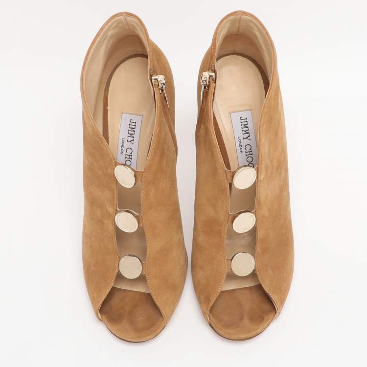 Pre Owned Jimmy Choo Brown Suede Lorna Booties Size 40.5