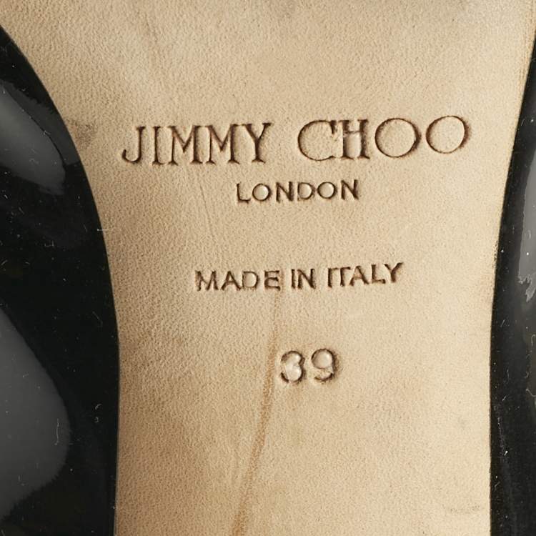 Pre Owned Jimmy Choo Black Patent Leather Isabel Peep Toe Pumps Size 39