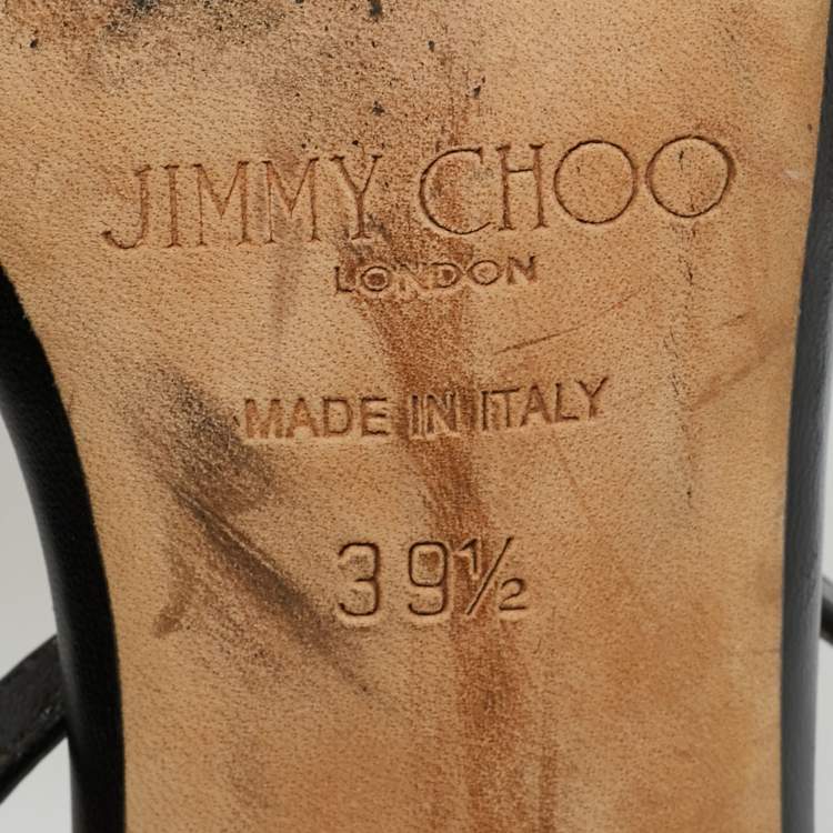 Pre Owned Jimmy Choo Black Leather Minny Ankle Strap Sandals Size 39.5