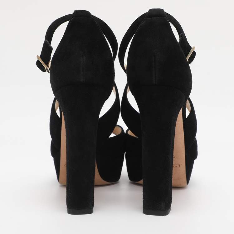 Pre Owned Jimmy Choo Black Suede April Platform Sandals Size 40