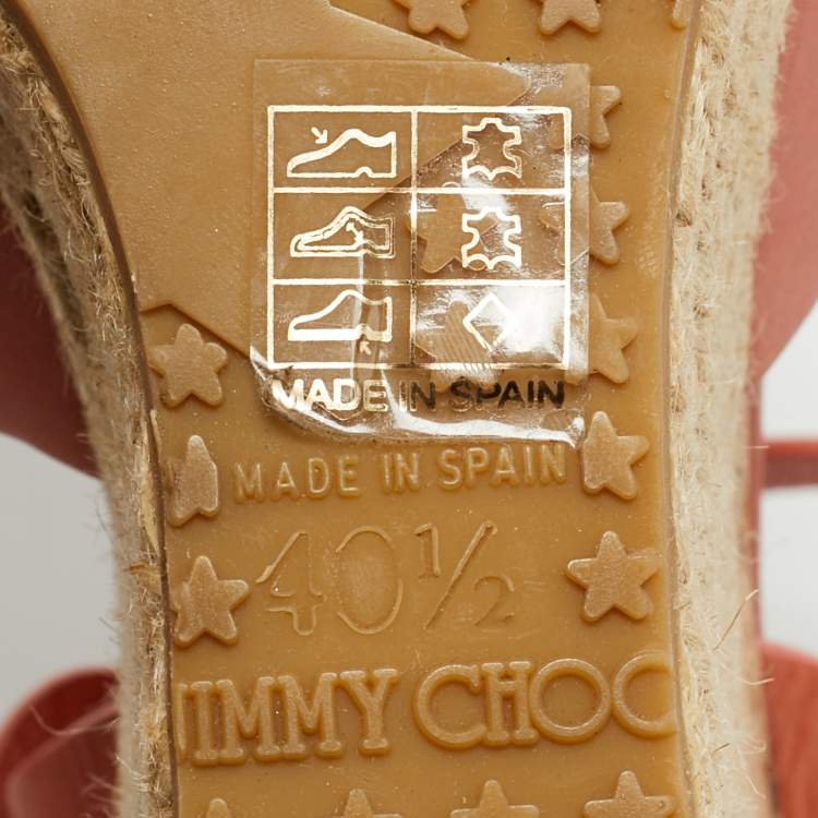 Pre Owned Jimmy Choo Brown Leather Platform Wedge Sandals Size 40.5