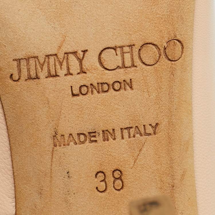 Pre Owned Jimmy Choo Beige Leather Avril Pointed Toe Pumps Size 38