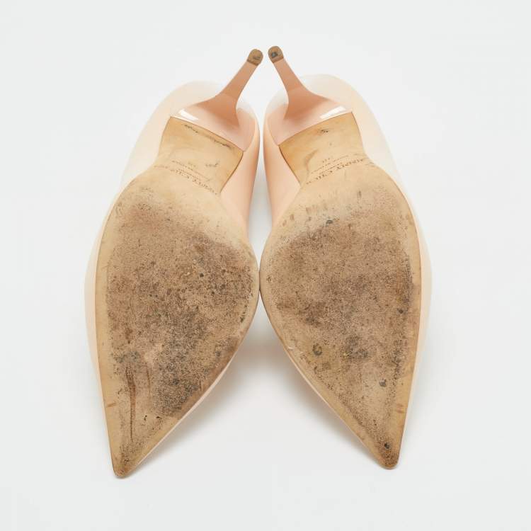 Pre Owned Jimmy Choo Beige Leather Avril Pointed Toe Pumps Size 38