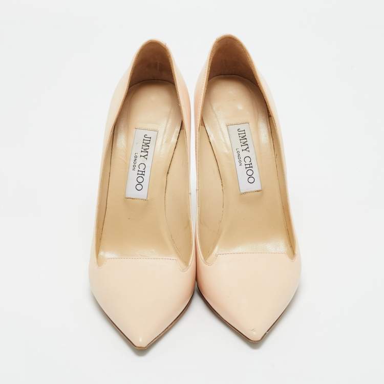 Pre Owned Jimmy Choo Beige Leather Avril Pointed Toe Pumps Size 38
