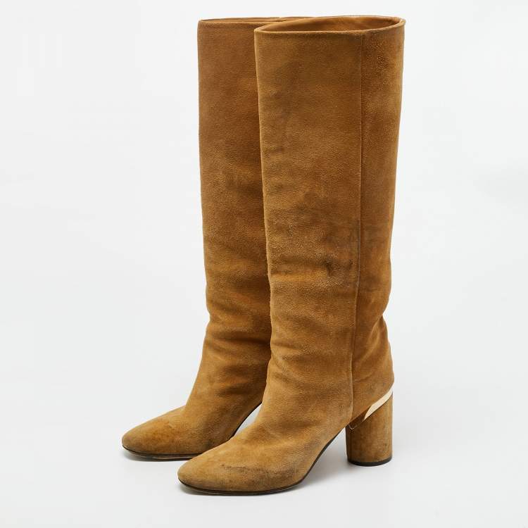 Pre Owned Jimmy Choo Light Brown Suede Lily Knee Length Boots Size 38