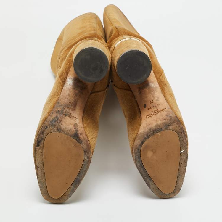 Pre Owned Jimmy Choo Light Brown Suede Lily Knee Length Boots Size 38