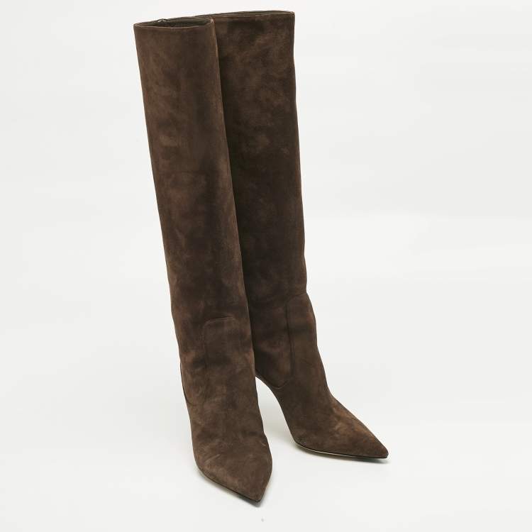 Pre Owned Jimmy Choo Brown Suede Knee Length Boots Size 37