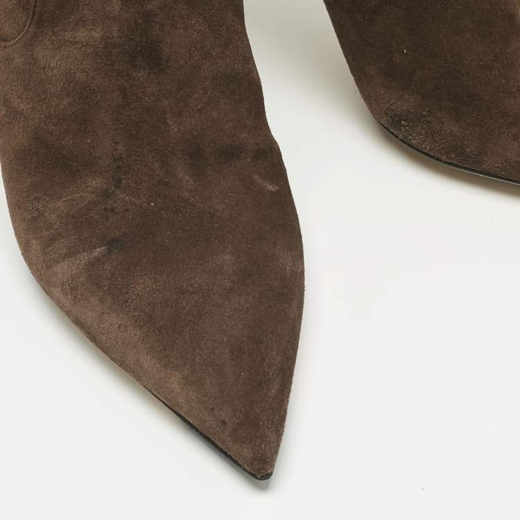 Pre Owned Jimmy Choo Brown Suede Knee Length Boots Size 37