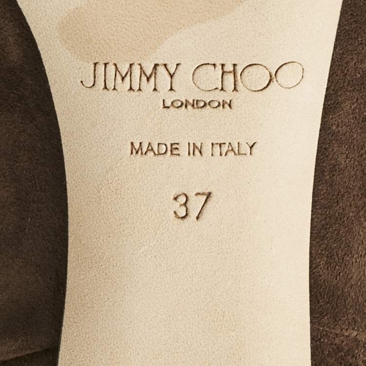 Pre Owned Jimmy Choo Brown Suede Knee Length Boots Size 37