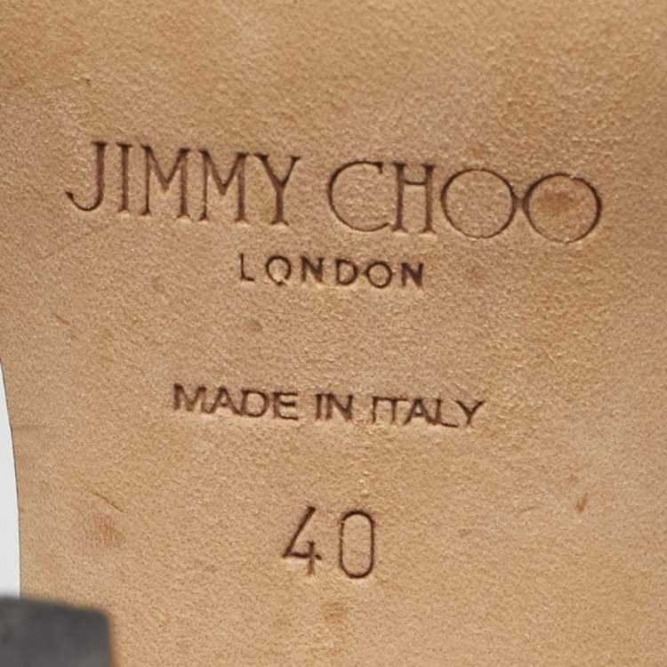 Pre Owned Jimmy Choo Purple Python Embossed Leather Saeda Ankle Strap Sandals Size 40