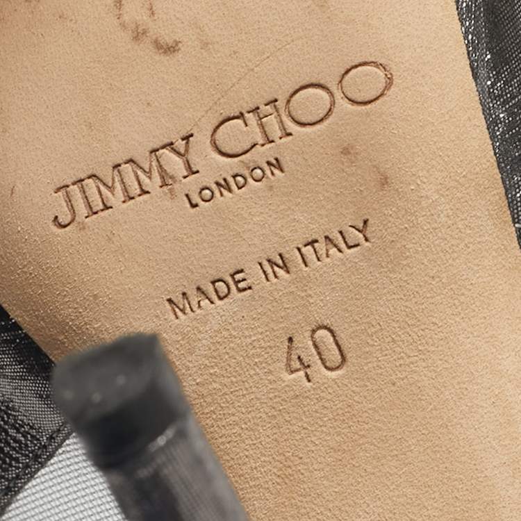 مملوكة مسبقًا Jimmy Choo Silver Leather and Mesh Crystal Embellished Viola Sandals Size 38